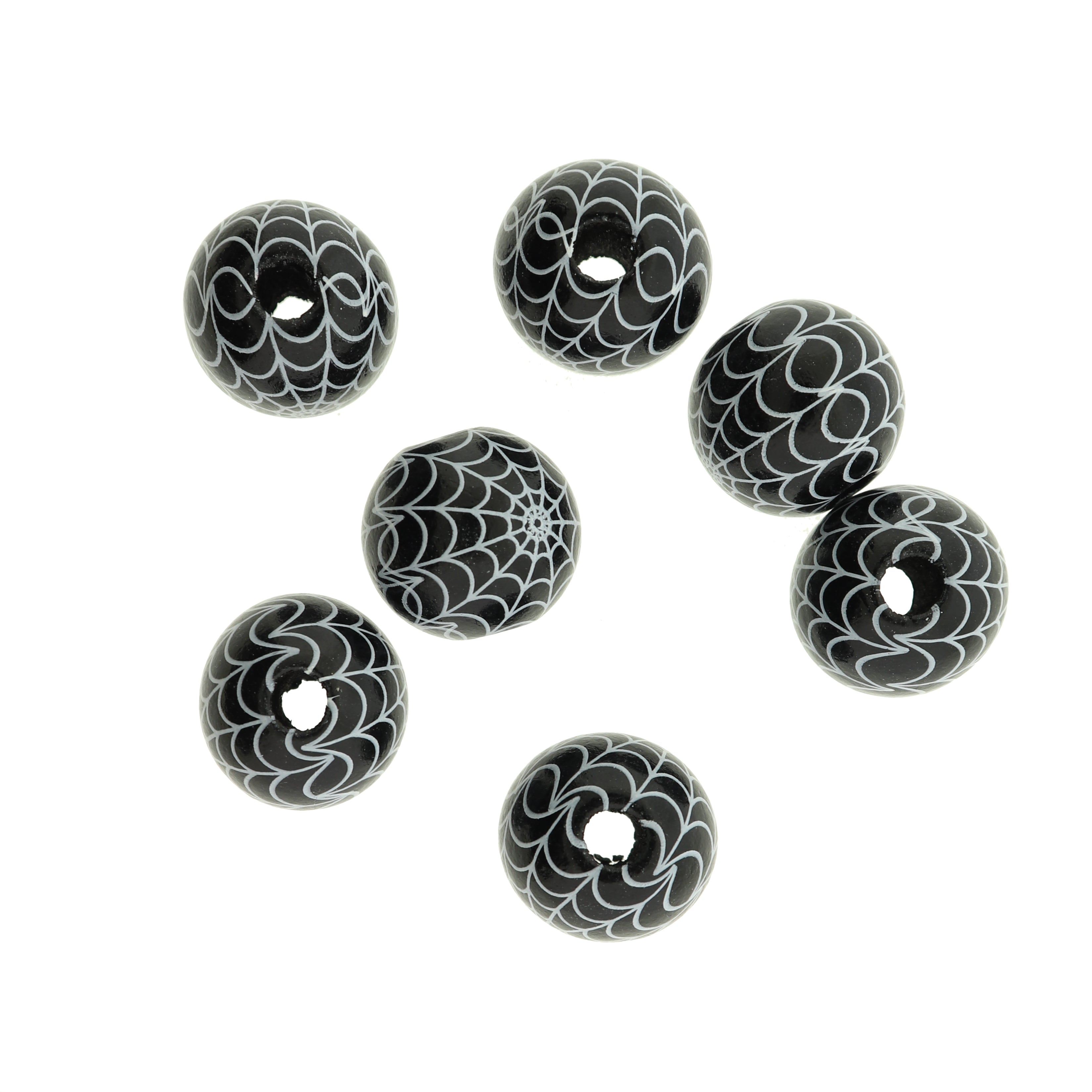 Spacer Wooden Beads 16mm - Spider Web - 10 Beads - Choose Your Color