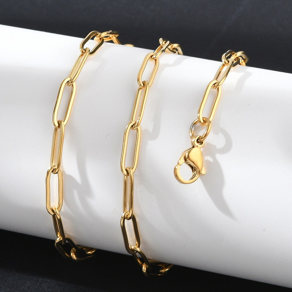 Stainless Paperclip Chain Necklace - Silver or 18k Gold Plated - Choose Your Length!