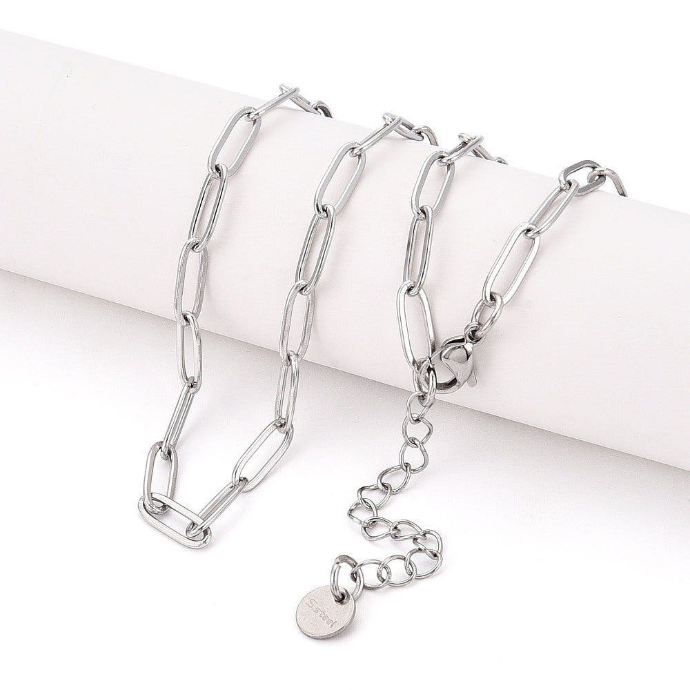 Stainless Paperclip Chain Necklace - Silver or 18k Gold Plated - Choose Your Length!