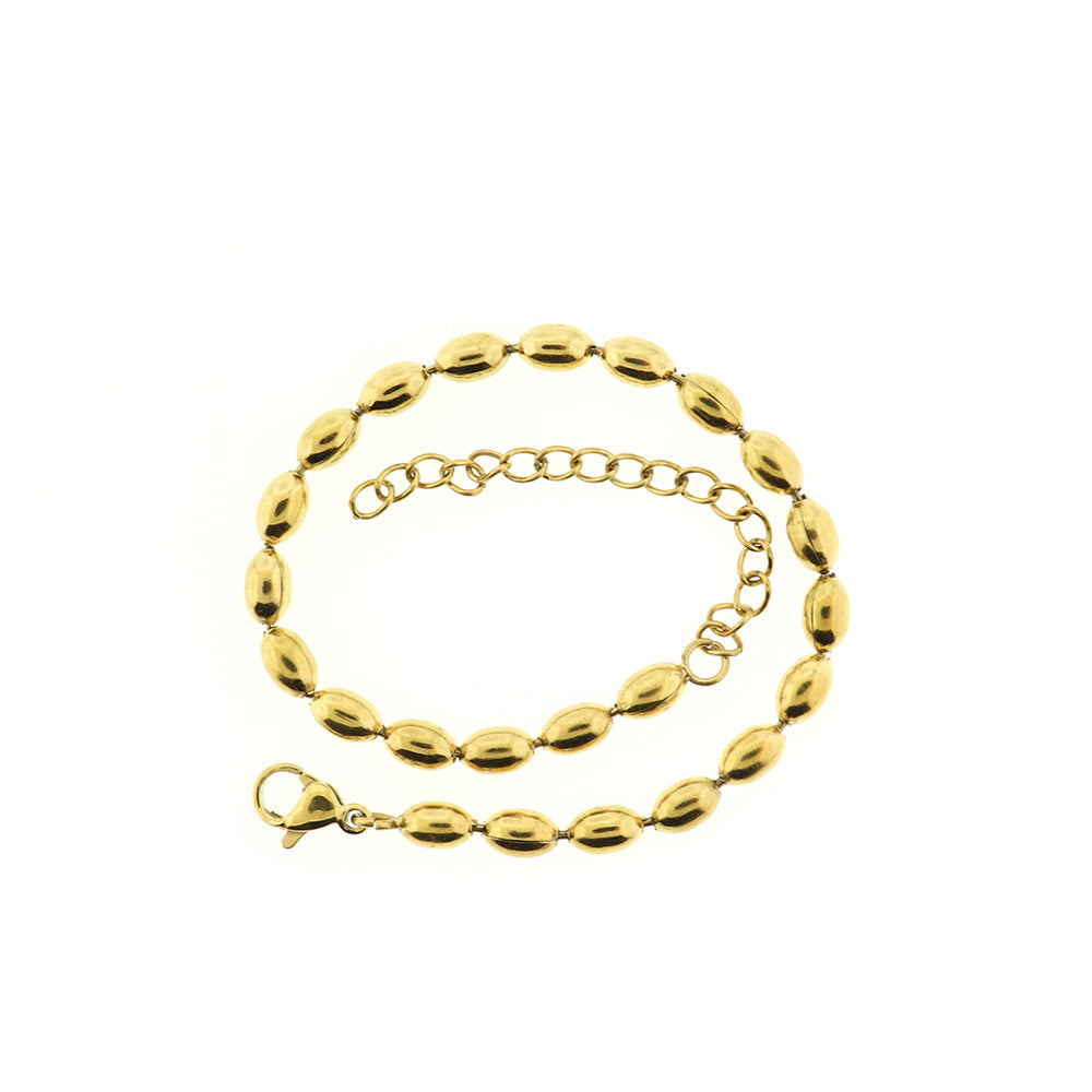 Stainless Steel Cable Chain Bracelet With Spacer Beads 6" -  1 Bracelet - Choose Your Tone