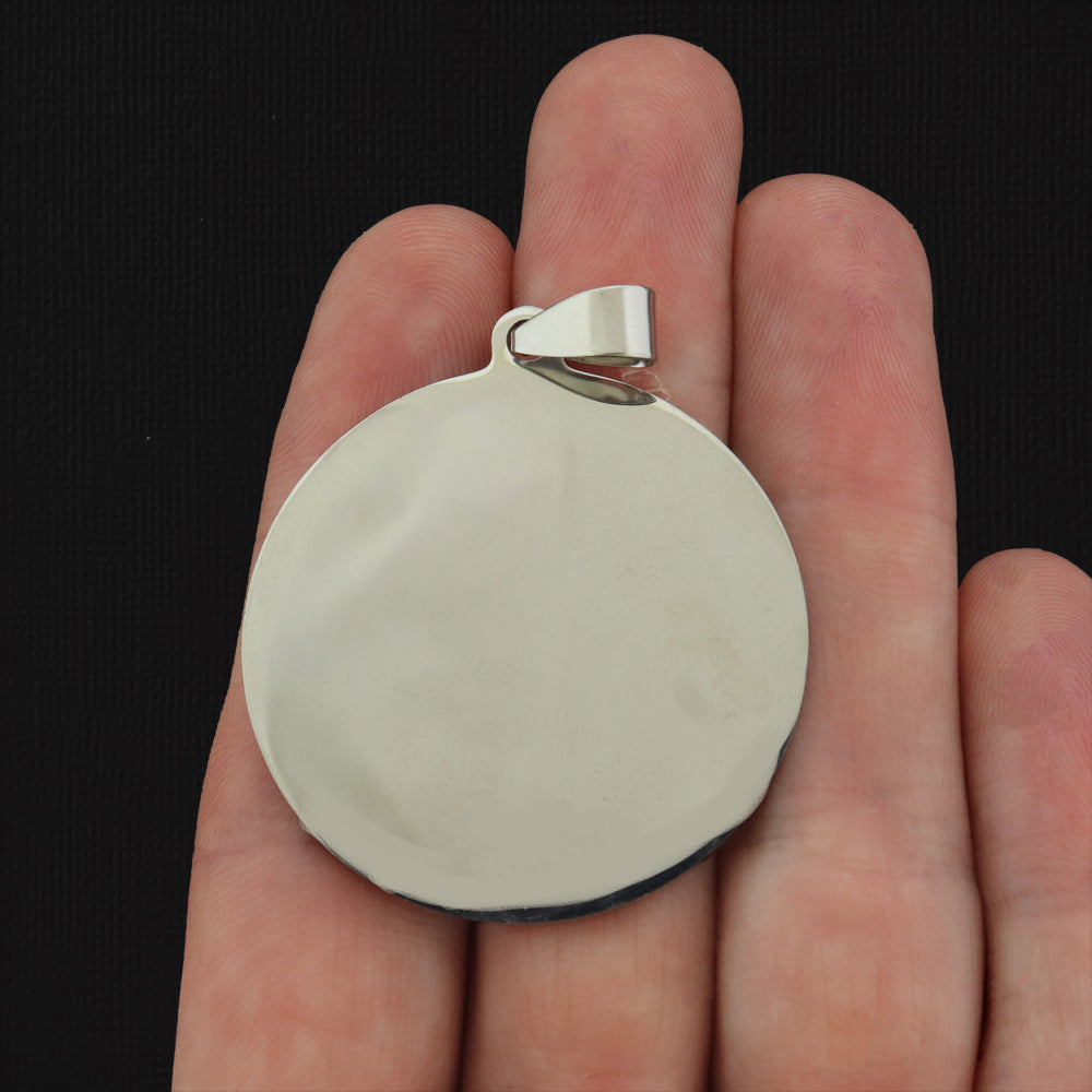 Stainless Steel Cable Chain Necklace 19" With Yin Yang Round Pendant - 1 Necklace - Z030