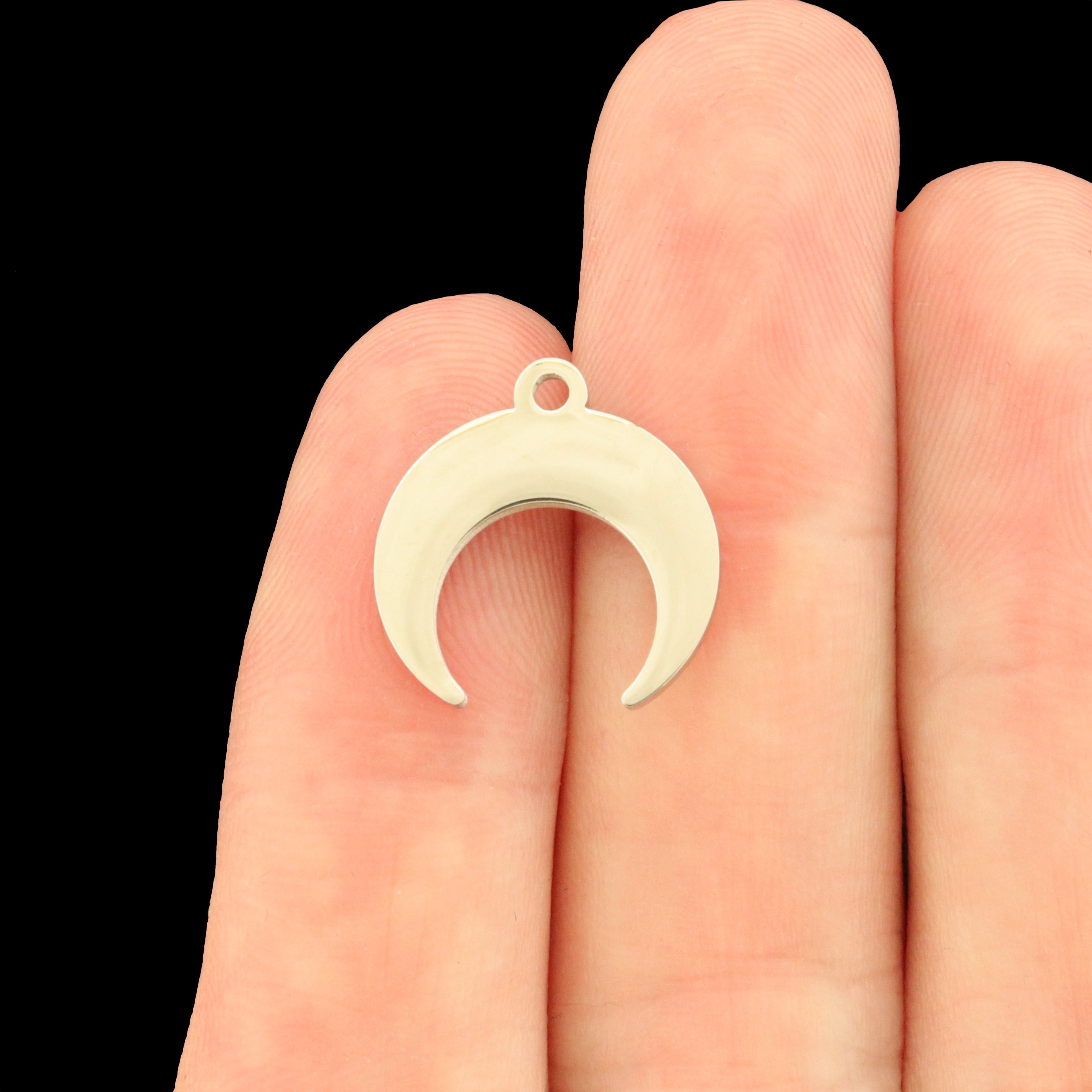 Stainless Steel Crescent Moon Stainless Steel Charm - Choose Your Tone!