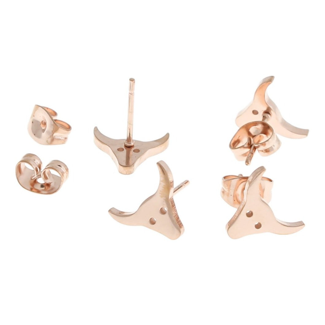 Boucles d'oreilles en acier inoxydable - clous de taureau - 10 mm x 8 mm - 2 pièces 1 paire - ER416