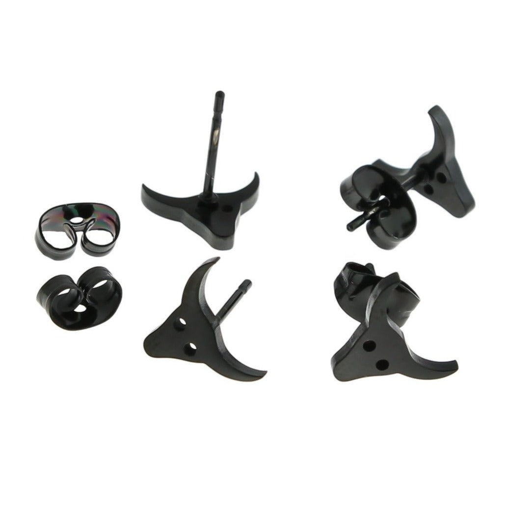 Boucles d'oreilles en acier inoxydable - clous de taureau - 10 mm x 8 mm - 2 pièces 1 paire - ER416