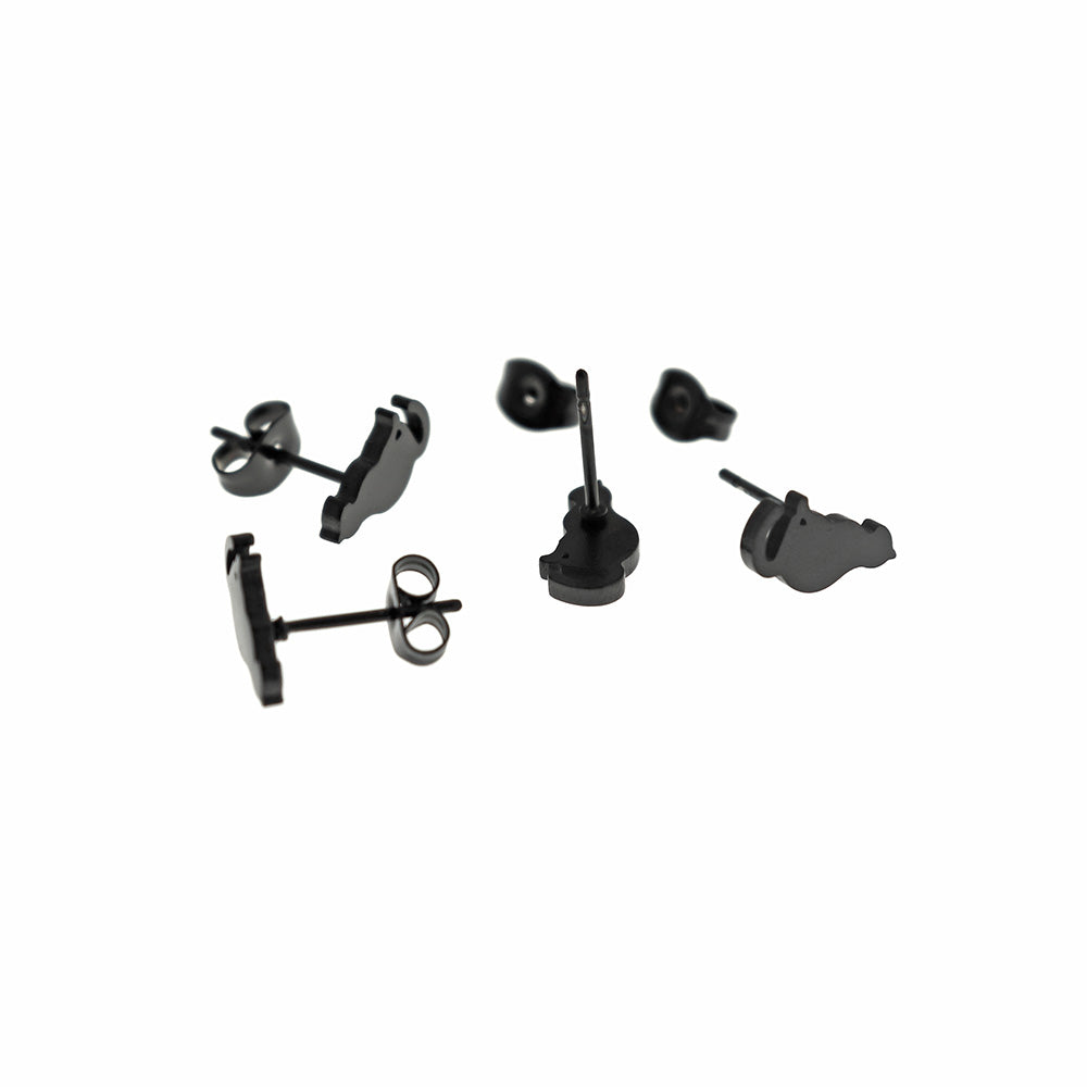 Stainless Steel Earrings - Cat Studs - 11mm x 5mm - 1 Pair - Choose Your Tone!