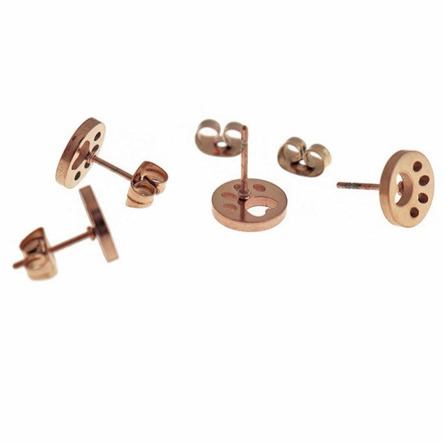 Stainless Steel Earrings - Paw Print Studs - 9mm - 1 Pair - Choose Your Tone!