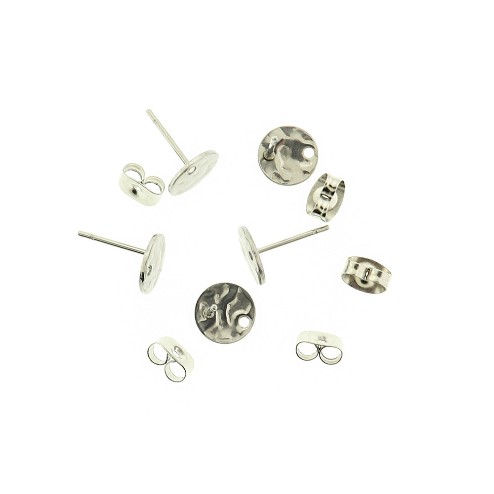 Stainless Steel Earrings - Round Stud Bases - 8mm - Choose Your Tone & Quantity!