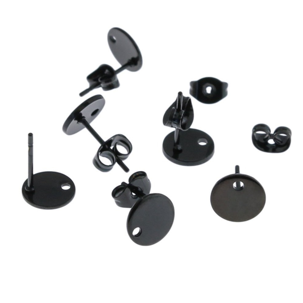 Stainless Steel Earrings - Round Stud Bases - 8mm x 1mm - Choose Your Tone & Quantity!