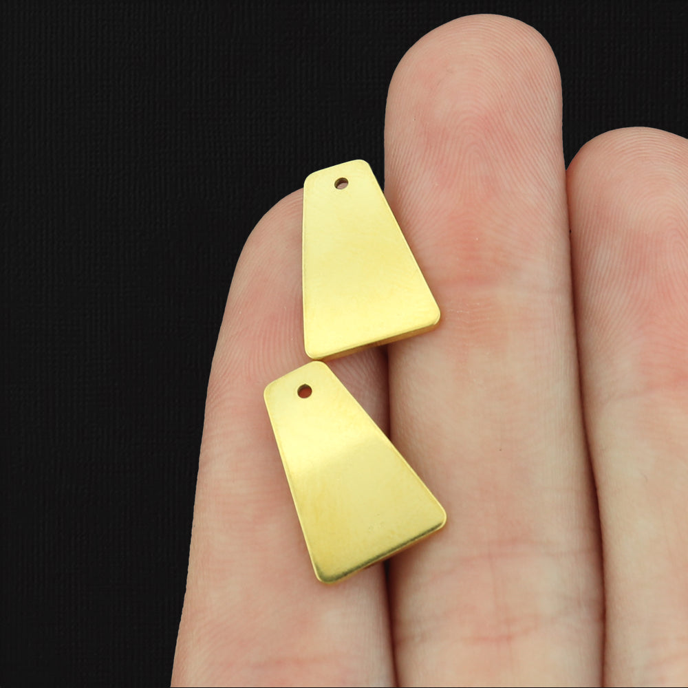 Stainless Steel Earrings - Trapezoid Stud Bases - 16mm x 10mm - 2 Pieces 1 Pair - Choose Your Tone