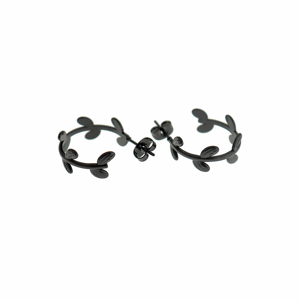Boucles d'oreilles en acier inoxydable - Clous d'oreilles créoles vigne - 22 mm x 8 mm - 1 paire - Choisissez votre couleur !