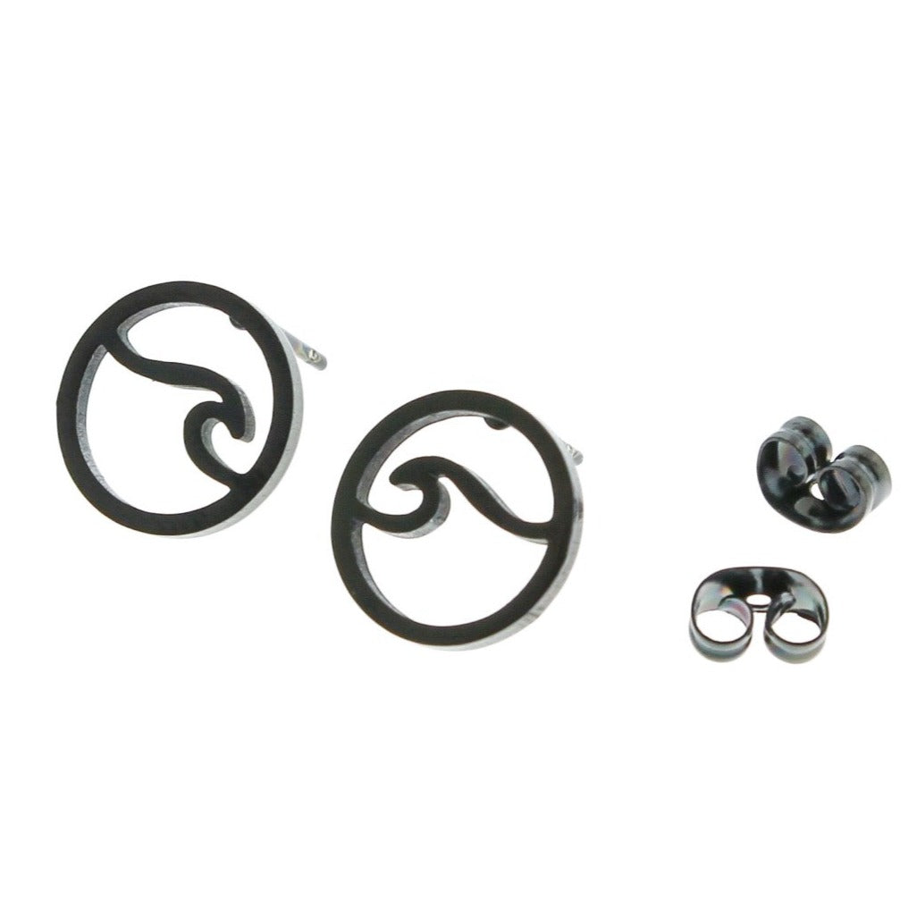 Boucles d'oreilles en acier inoxydable - Clous Vague - 12mm x 12mm - 1 Paire - Choisissez votre couleur !