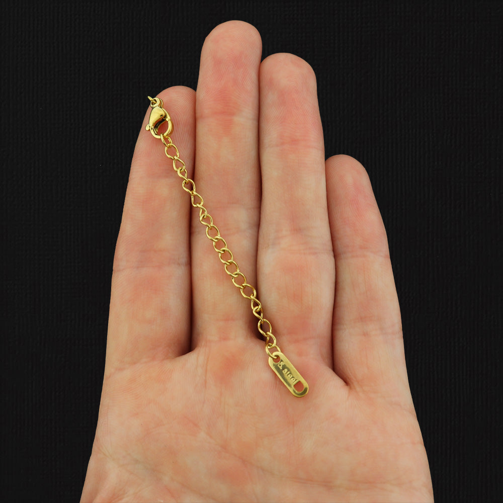 Stainless Steel Extender Chain With Lobster Clasp and Cord Ends - 58mm x 3mm - 2 Pieces - Choose Your Tone