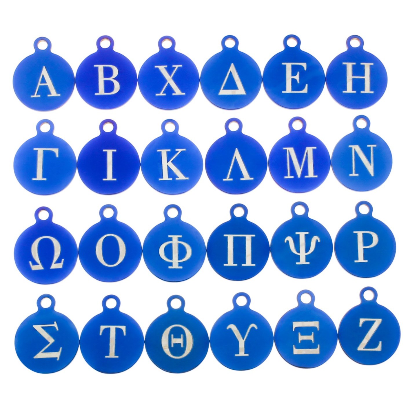 Stainless Steel Greek Alphabet Charms - Choose Your Color - Full Alphabet 24 Letters