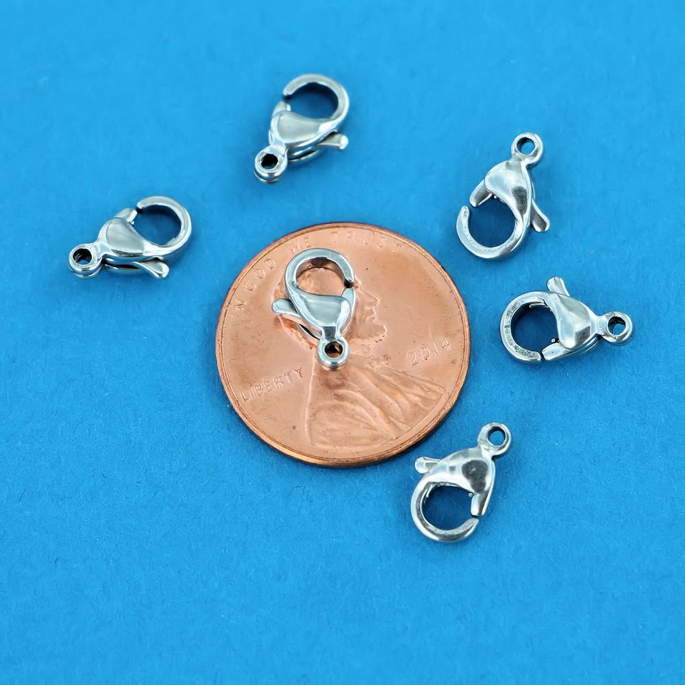 10 fermoirs mousquetons hypoallergéniques en acier inoxydable - Choisissez votre taille et votre couleur !