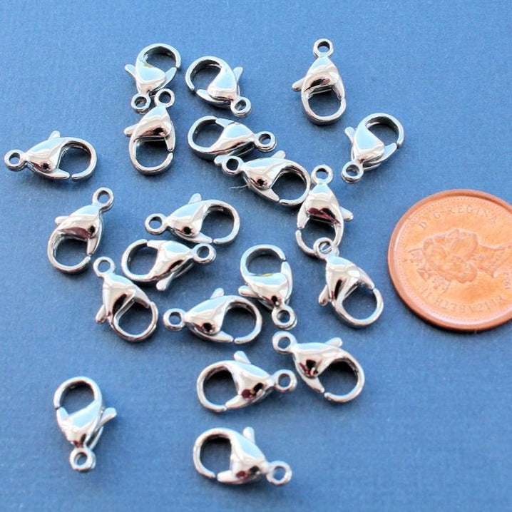 10 fermoirs mousquetons hypoallergéniques en acier inoxydable - Choisissez votre taille et votre couleur !