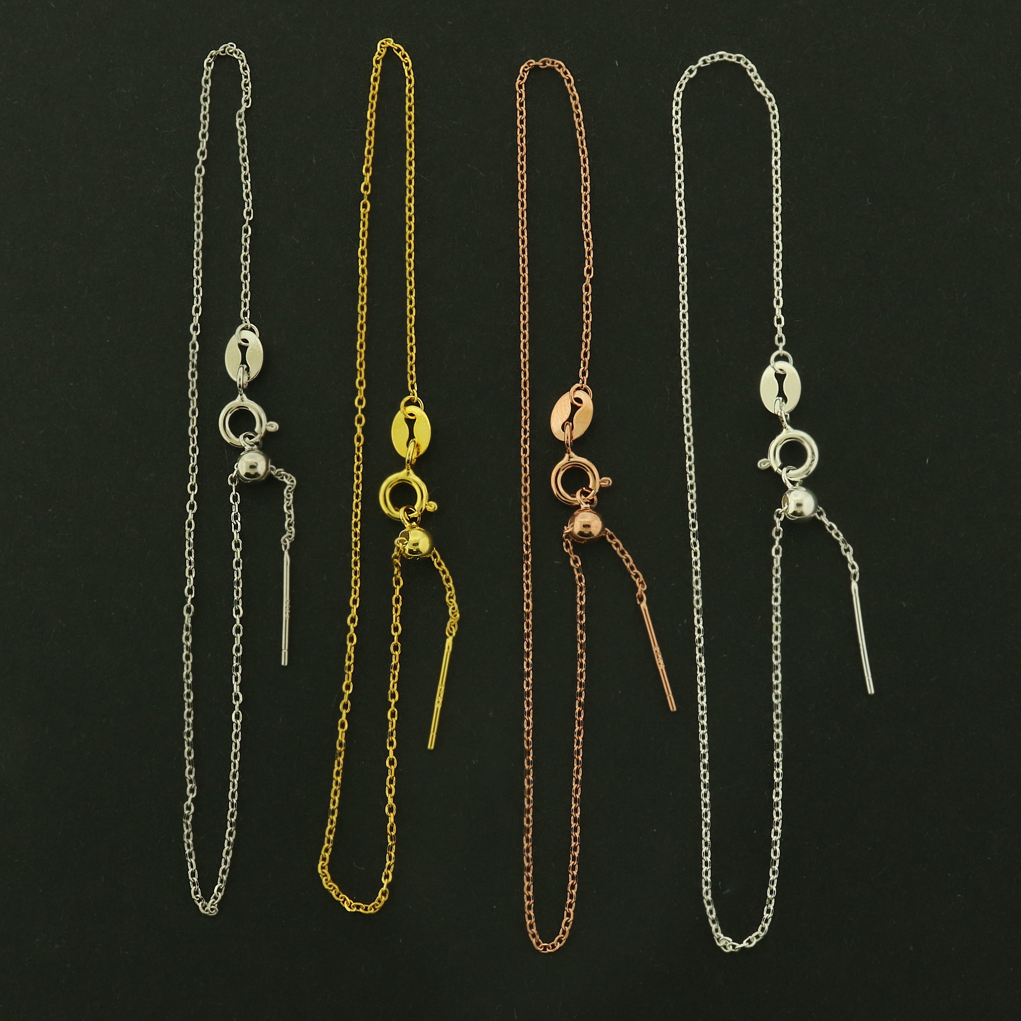 Sterling Silver Adjustable Cable Chain Bracelet - 1.0mm Thick - Choose Your Tone!