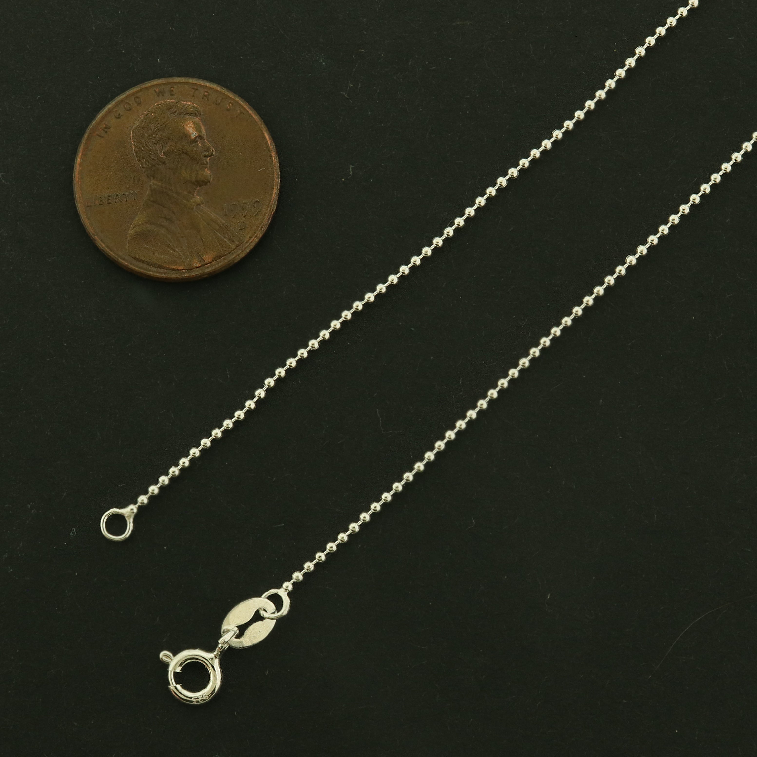 Sterling Silver Ball Chain Necklace - 1.0mm Thick - Choose Your Size!