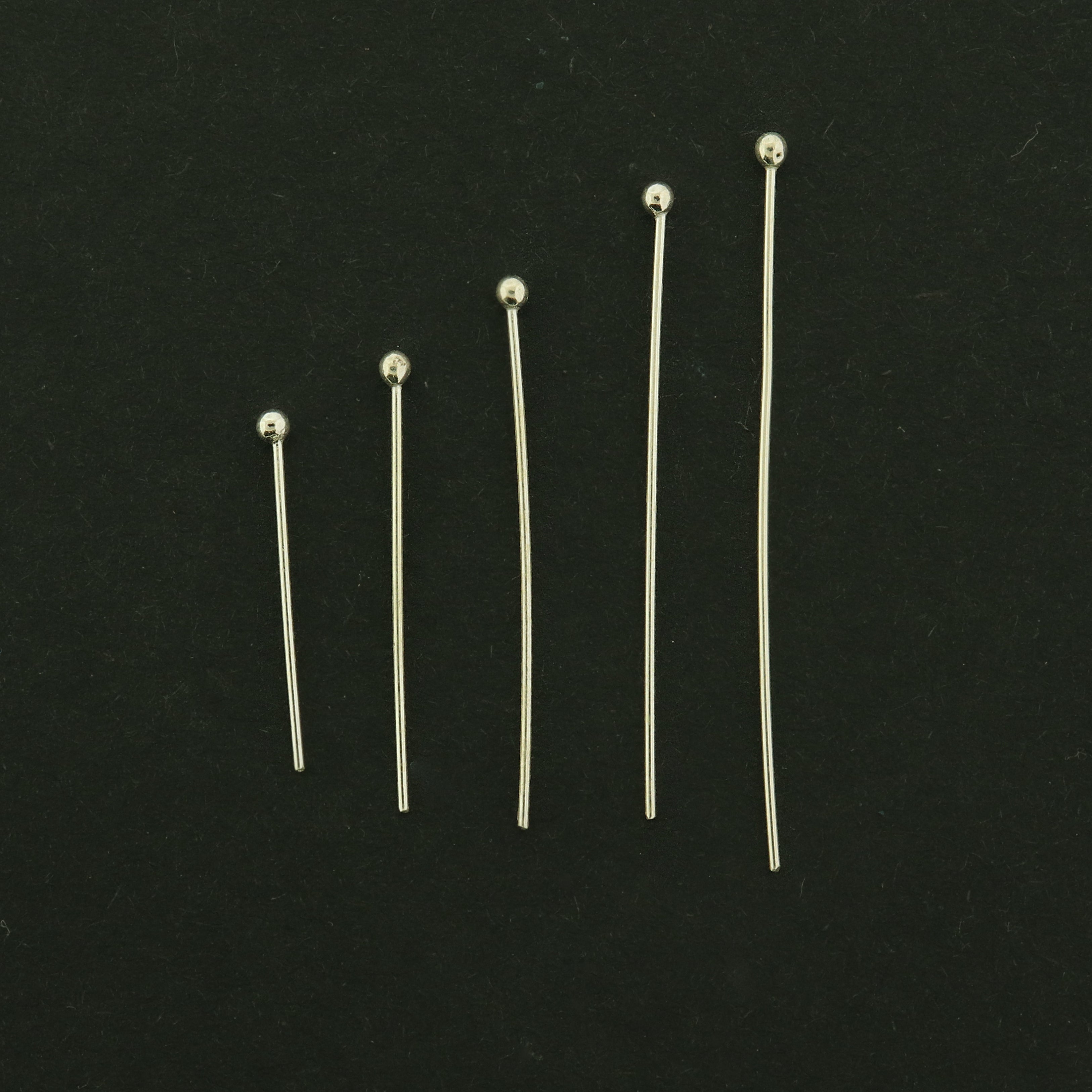 Sterling Silver Ball Head Pins - 20mm - 40mm - 10 Pins - Choose Your Size!