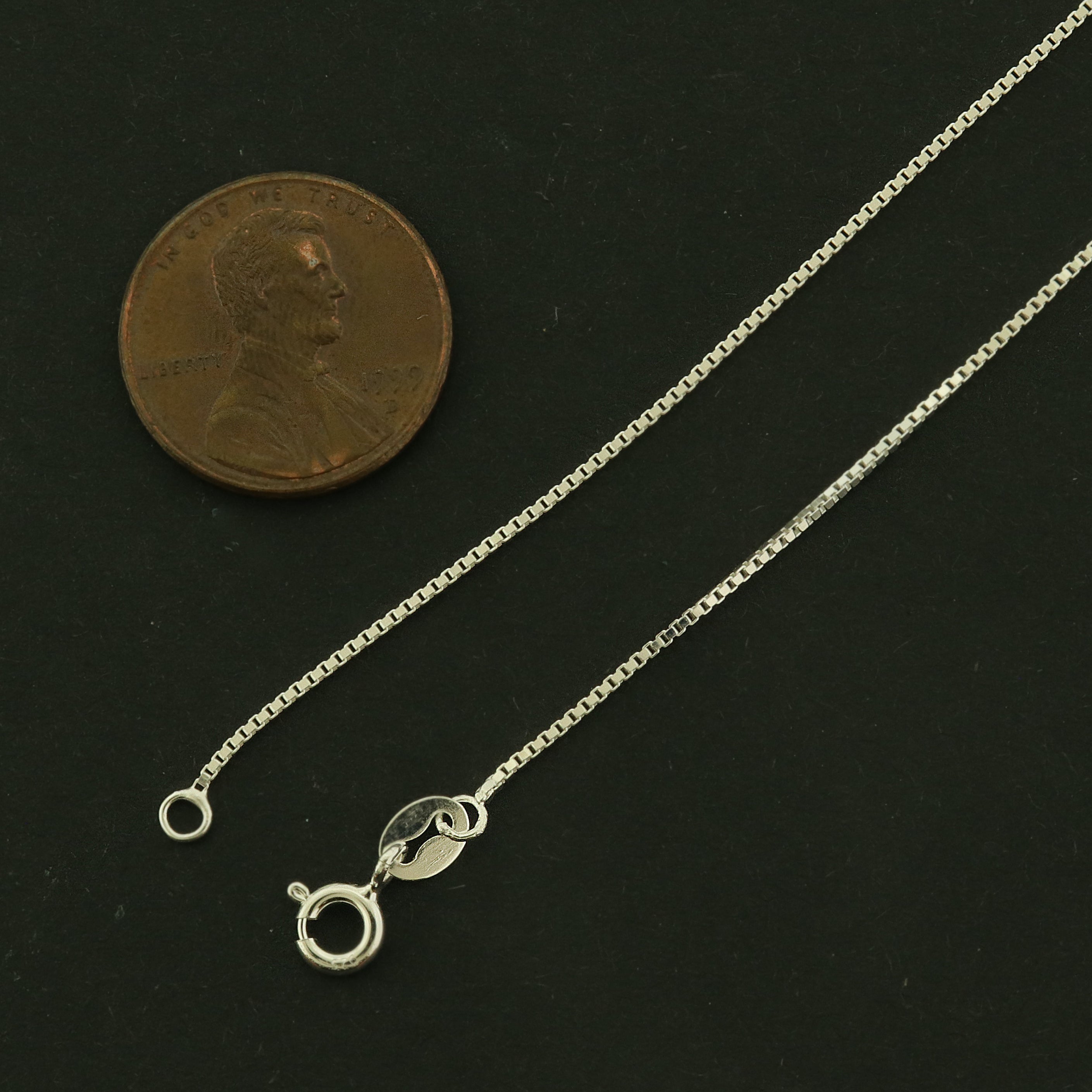 Sterling Silver Box Chain Necklace - 0.8mm Thick - Choose Your Size!