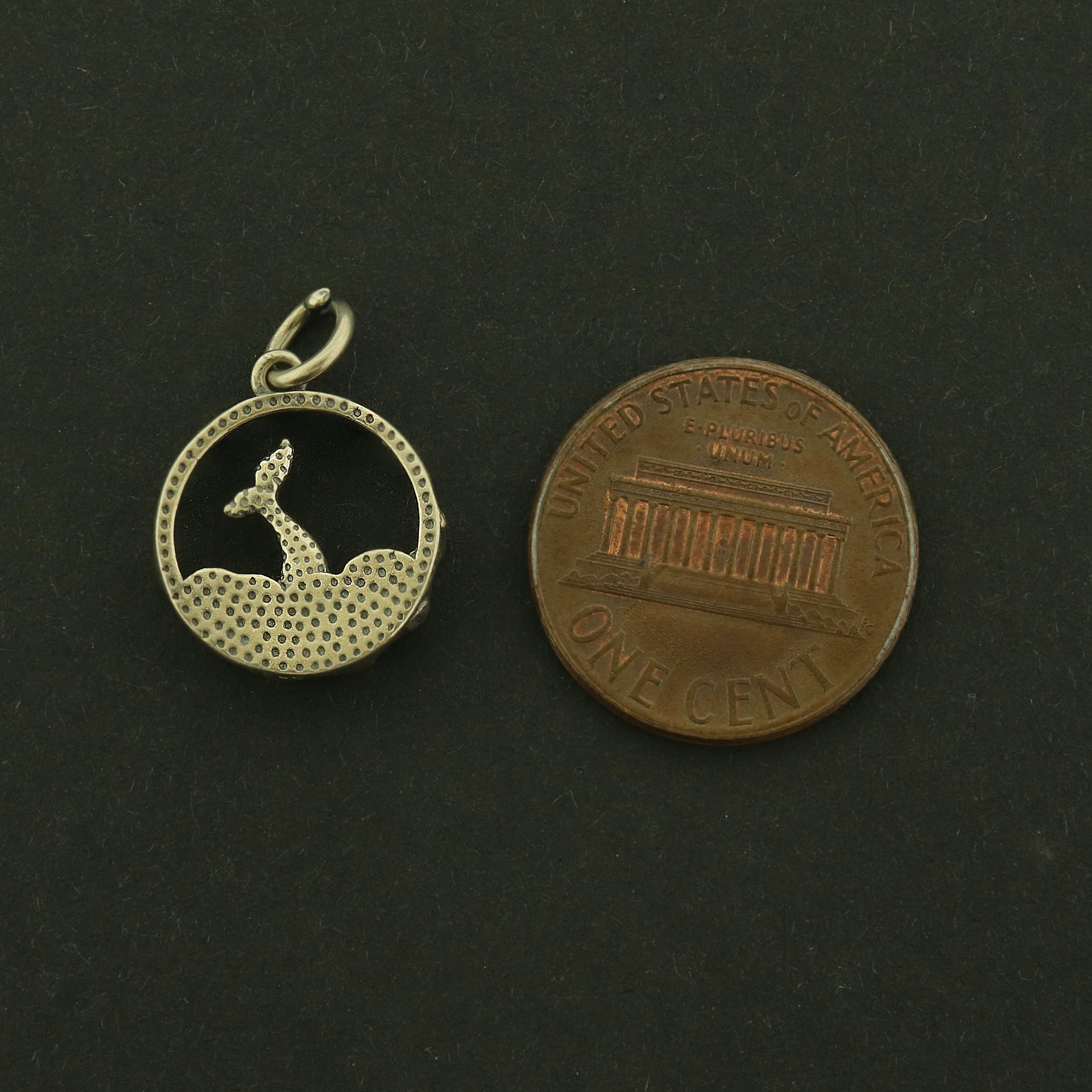 Sterling Silver Whale Tail Charm - Ocean Pendant - ST073