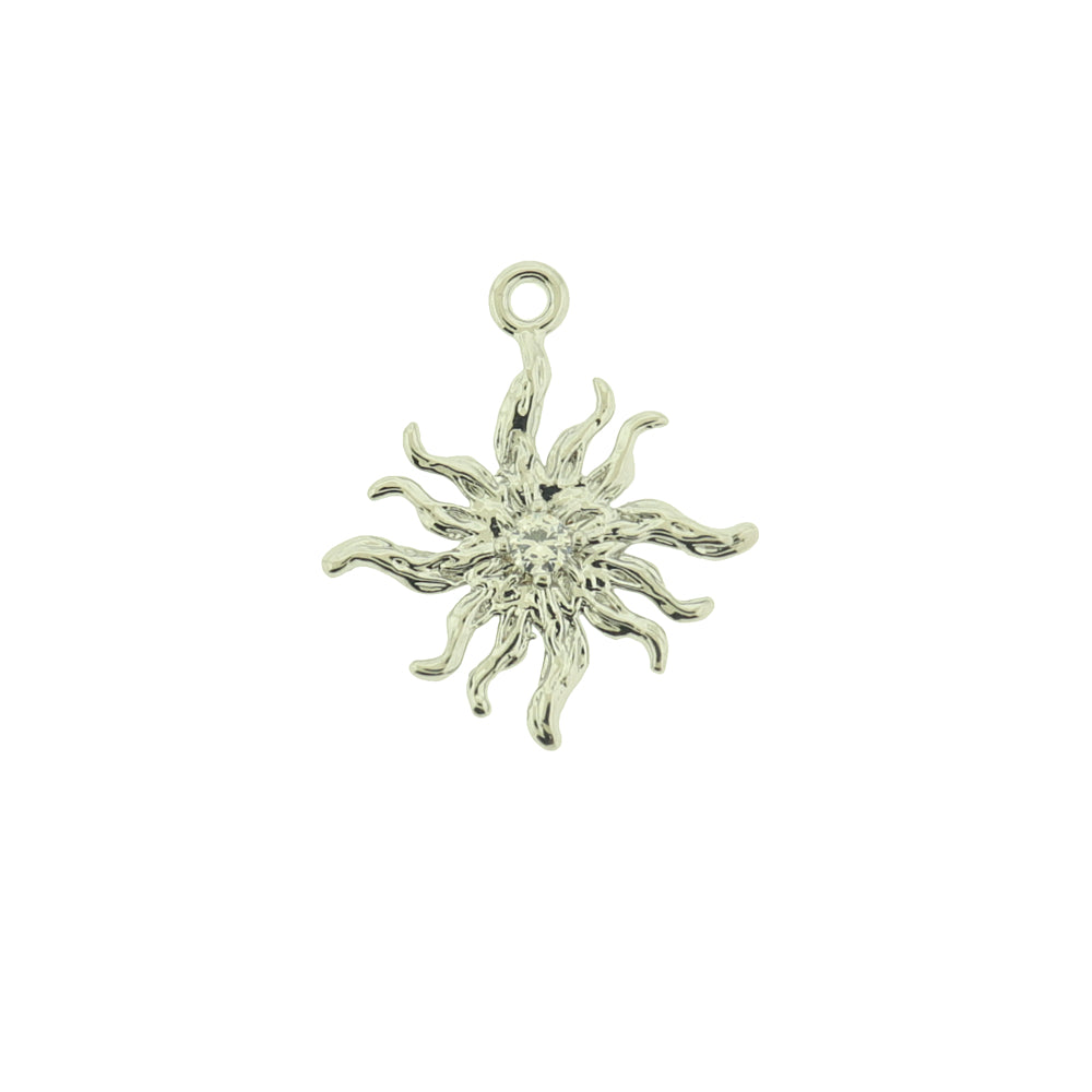 Sun Charm with Inset Rhinestone - Choose Silver or Gold!
