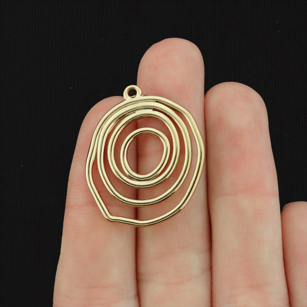 Swirl Round Stainless Steel Charm 2 Sided - Choose Your Tone