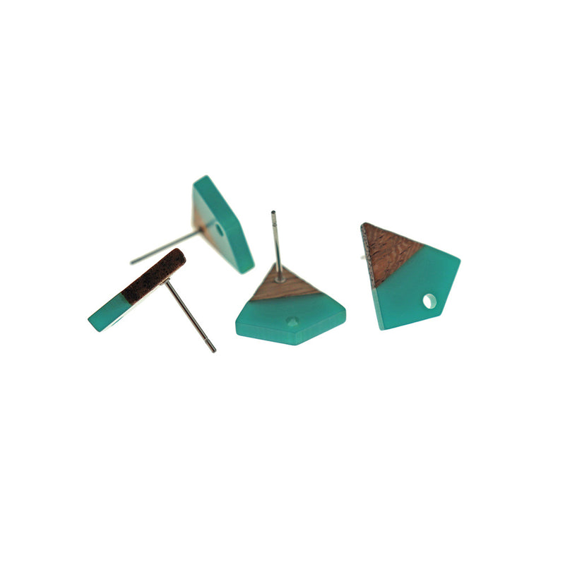 Wood Stainless Steel Earrings - 1 Pair - Kite Style - 16 Colors Available!