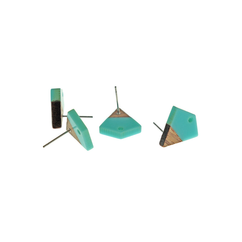 Wood Stainless Steel Earrings - 1 Pair - Kite Style - 16 Colors Available!