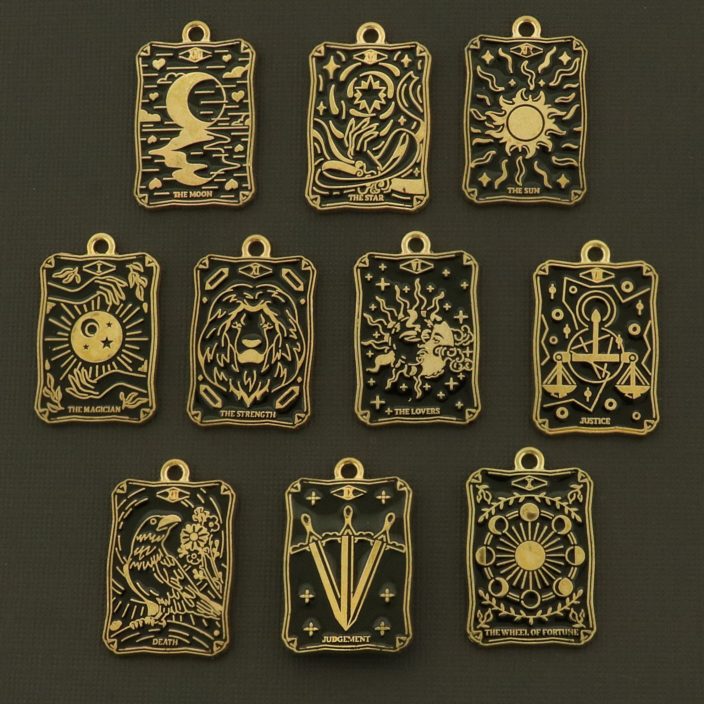 Tarot Card Charm Collection - 10 Enamel Charms - COL476H