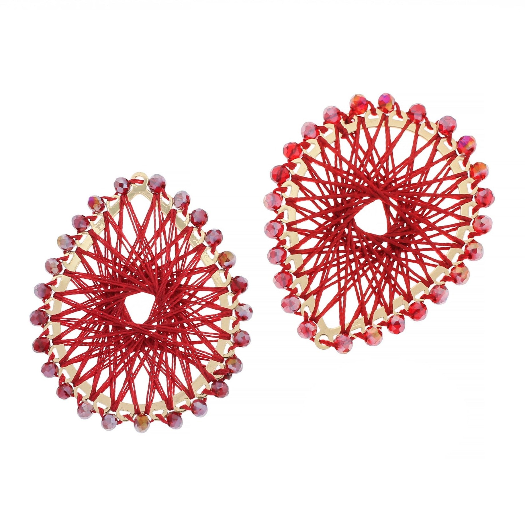 Teardrop Beaded Woven Gold Tone Pendant - Choose Your Color!