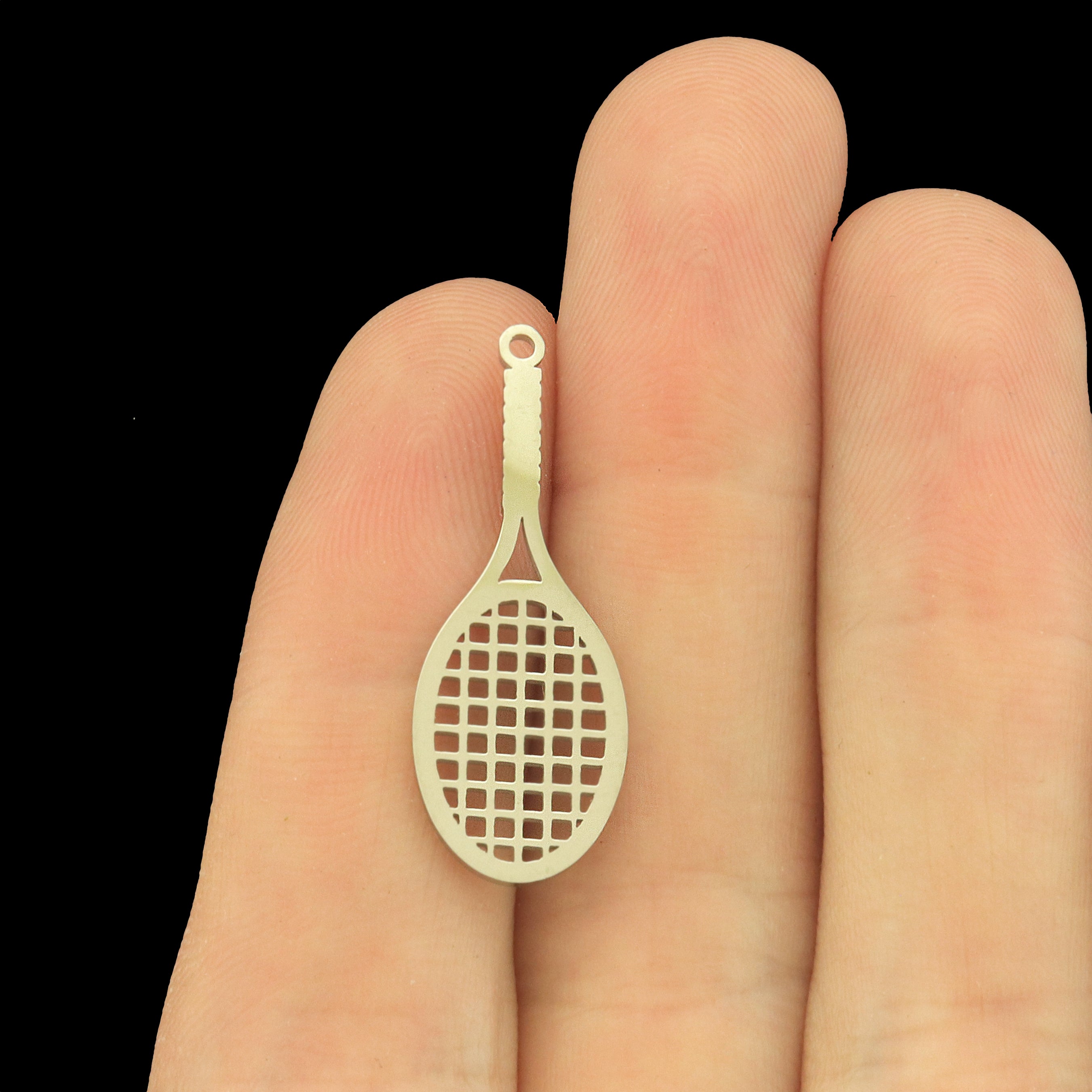 Tennis Racket Stainless Steel Charms - Choose Your Tone!