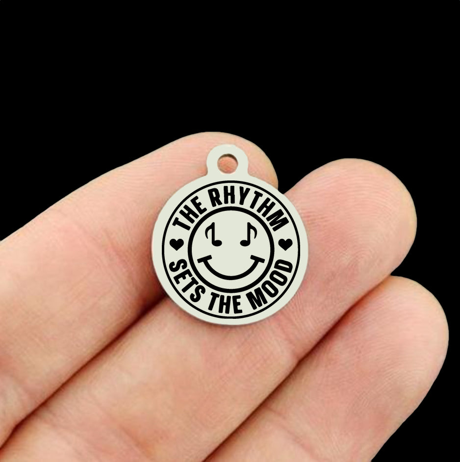 The Rhythm Sets the Mood Stainless Steel Round Charms - BFS001-8740