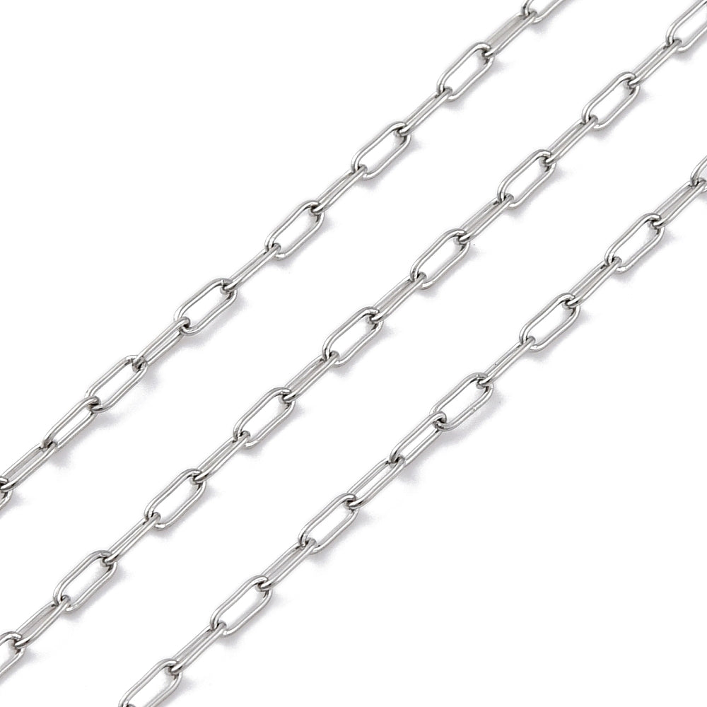 Thin Stainless Steel Paperclip Chain - 10m Roll - Choose Your Thickness!