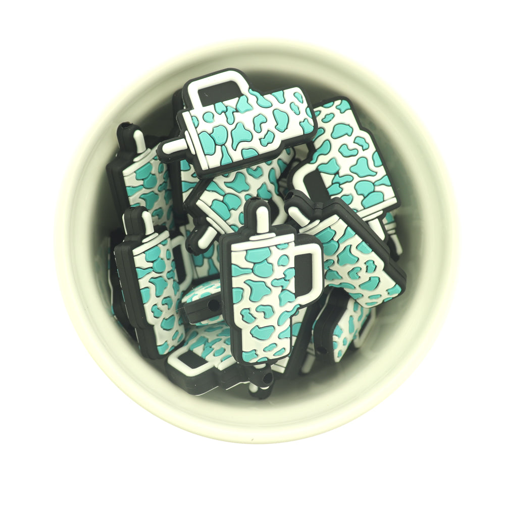 Travel Mug Silicone Focal Beads - Cow Print Tumbler Hat - 2 Beads - Choose Your Color