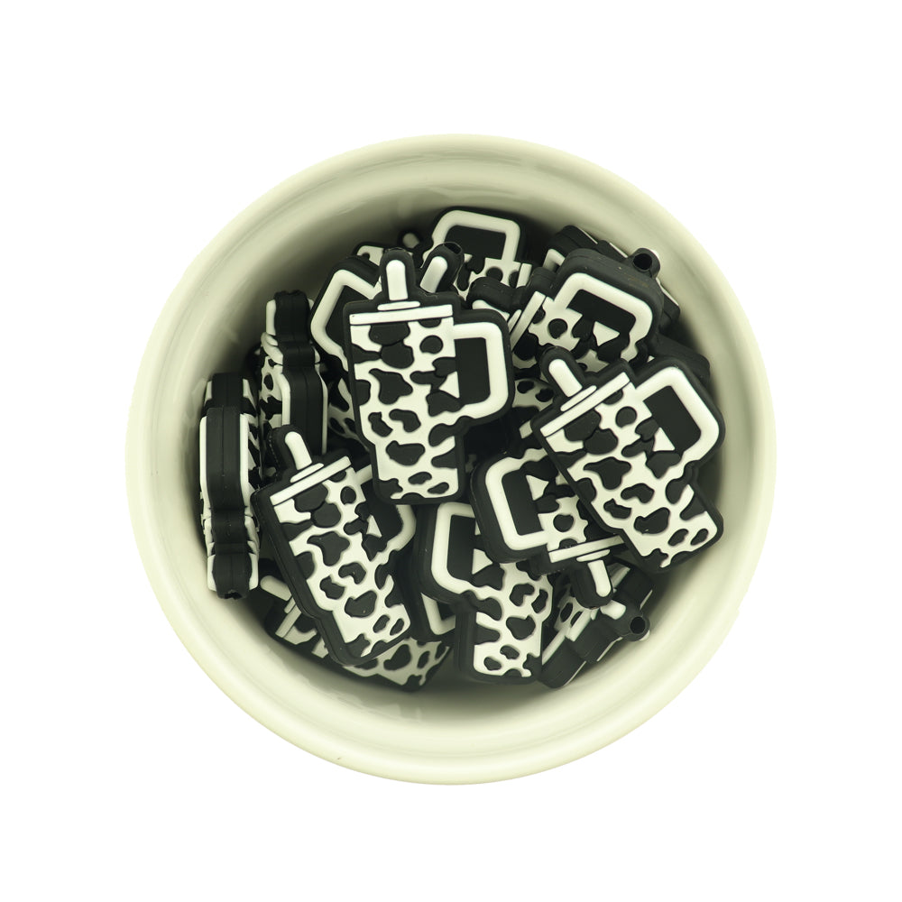 Travel Mug Silicone Focal Beads - Cow Print Tumbler Hat - 2 Beads - Choose Your Color