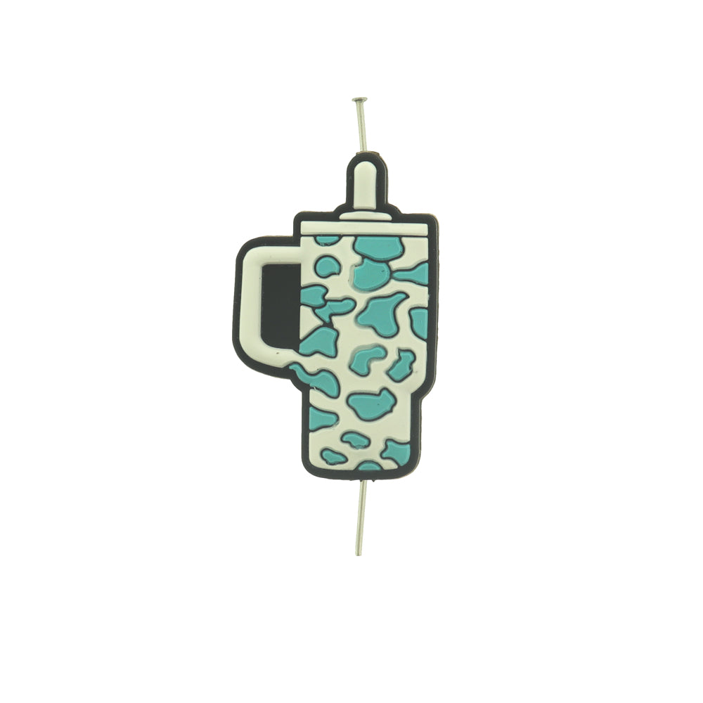 Travel Mug Silicone Focal Beads - Cow Print Tumbler Hat - 2 Beads - Choose Your Color