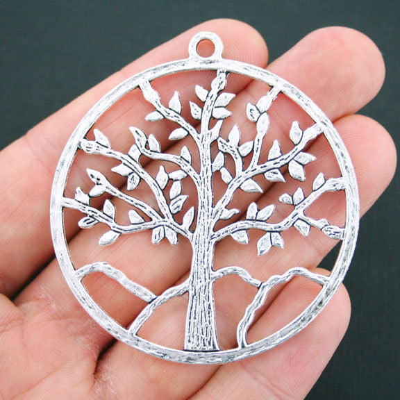 Tree of Life Antique Silver Tone Charms 2 Sided - SC5117
