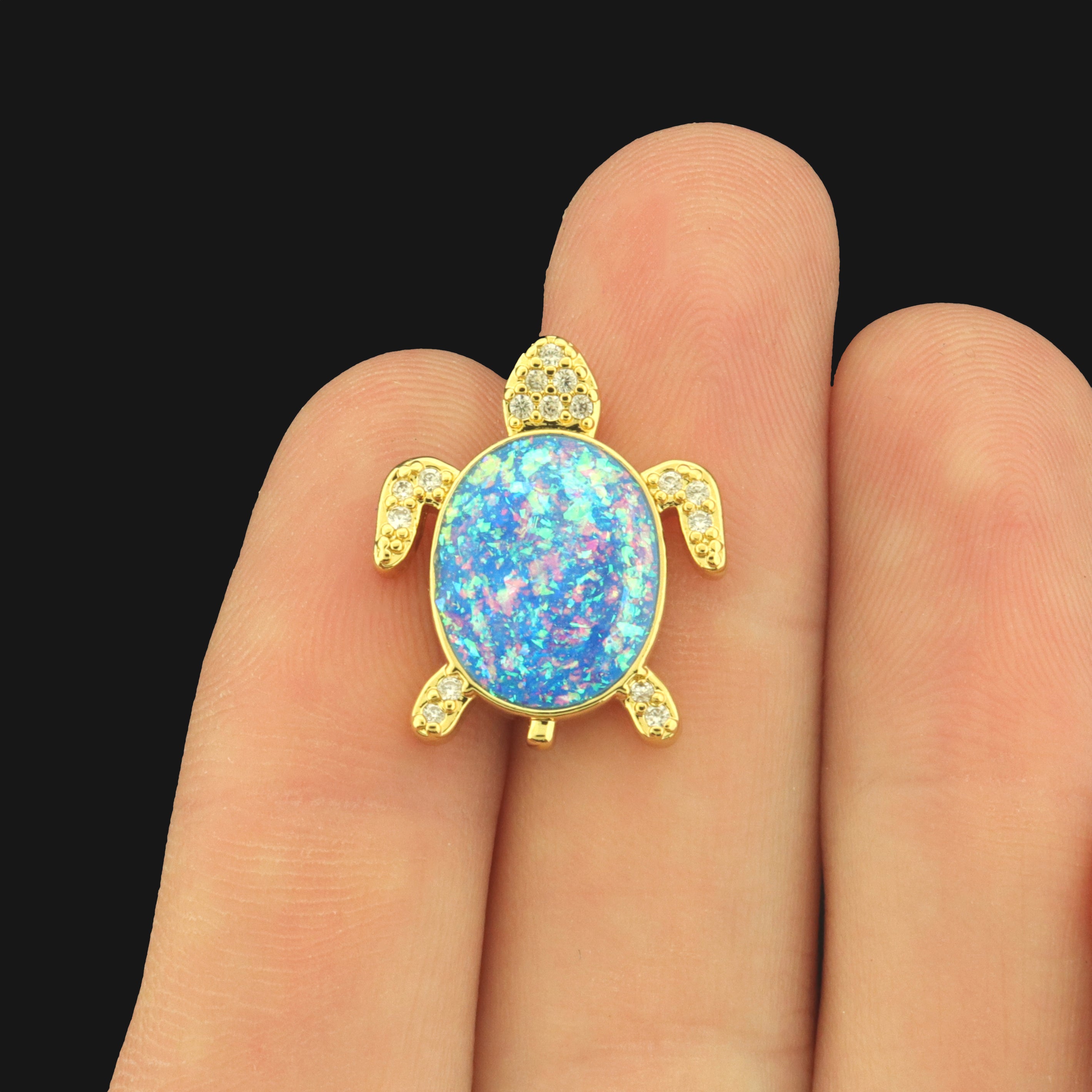 Turtle Gold Tone Charms with CZs and Resin - GC1534