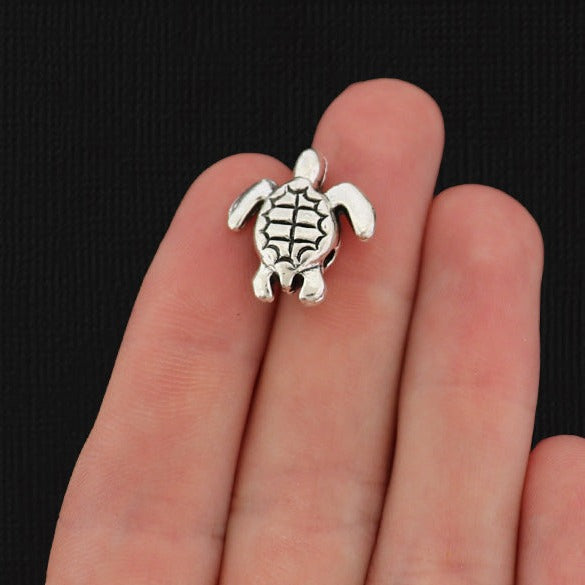 Turtle Zinc Alloy Spacer Bead 18mm x 16mm - Silver Tone - 8 Beads - SC658