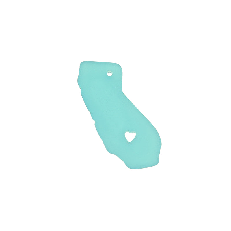 Breloque en verre de mer bleu de forme libre - U043