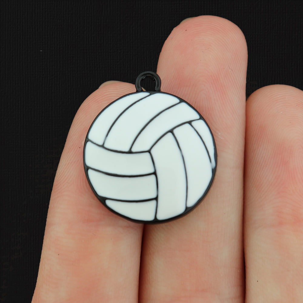 Volleyball Black Tone Enamel Charm - E771