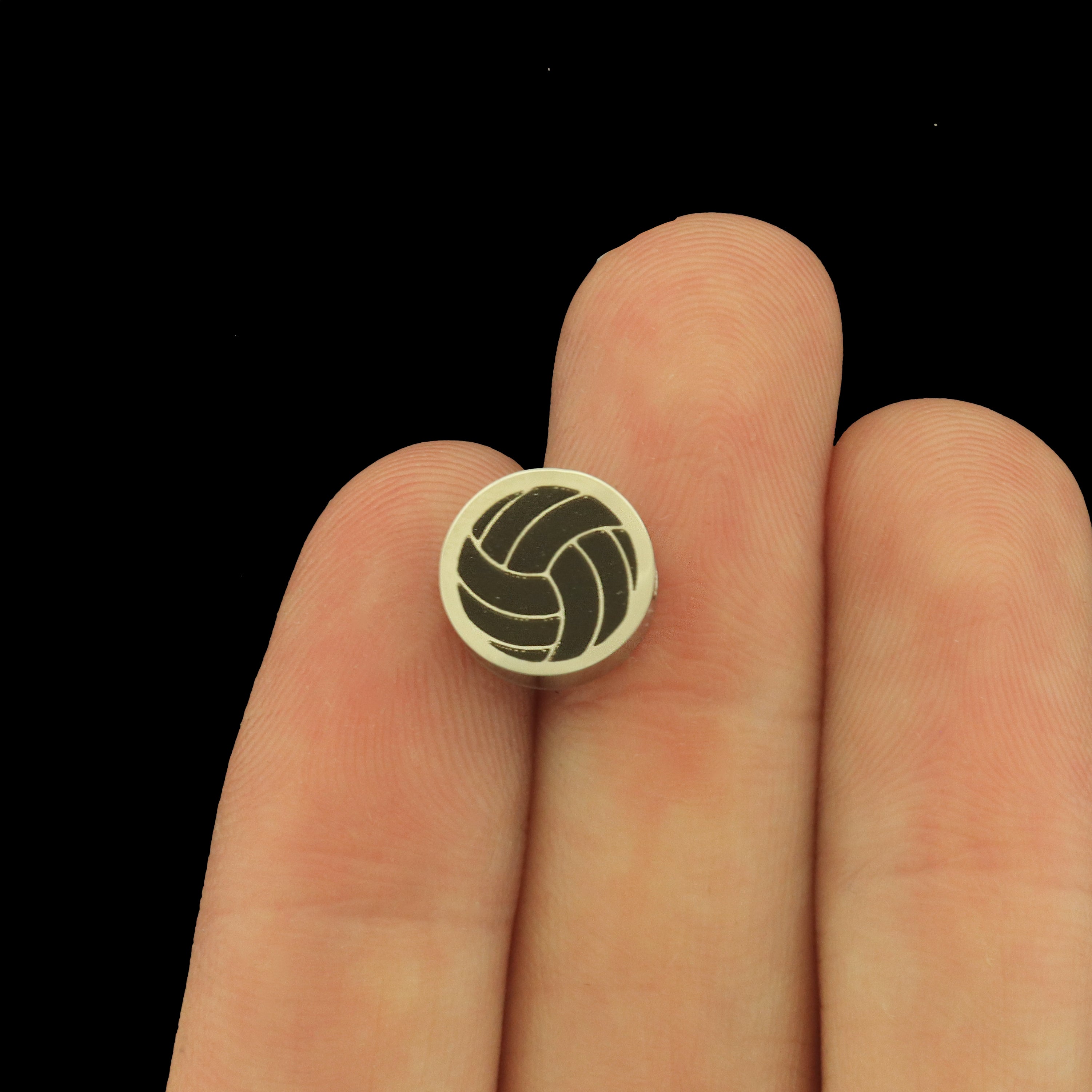 Volleyball Stainless Steel Beads - Sports Bead - Choose Your Size - BFS034S-8333