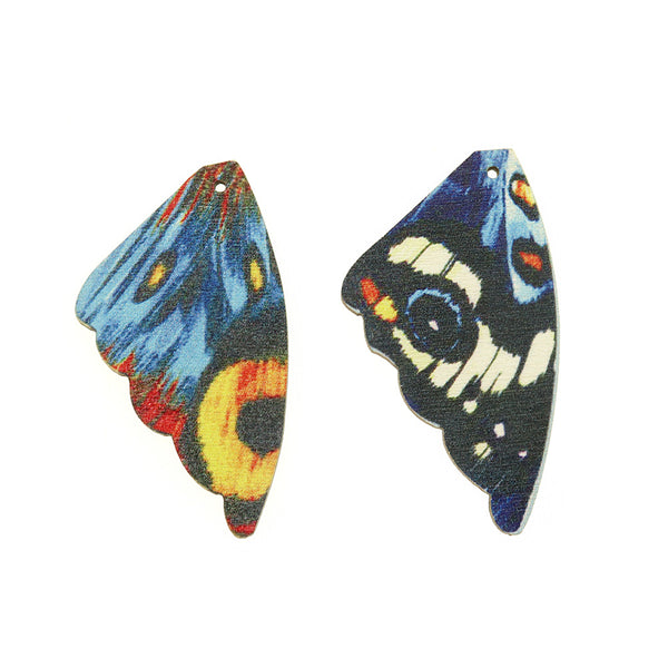 Butterfly Wing Natural Wood Charms - 2 Pieces 1 Pair - Choose Your Design