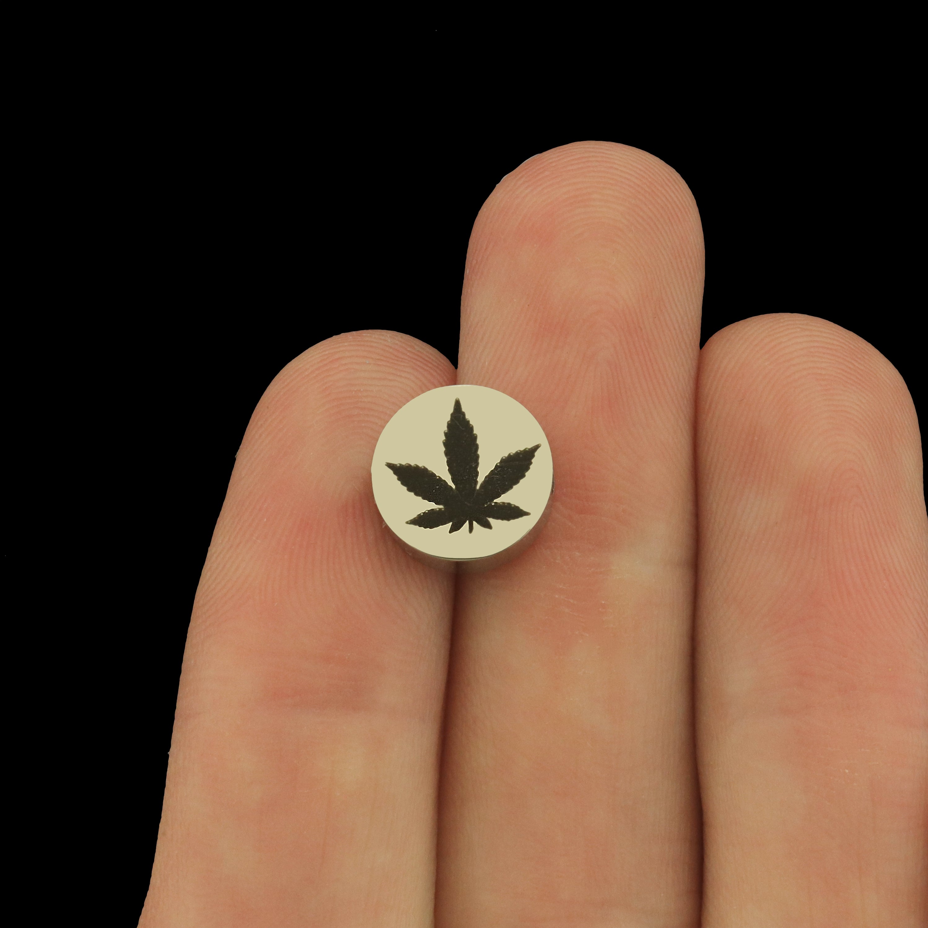 Weed Stainless Steel Beads - Marijuana Bead - Choose Your Size - BFS034S-8328