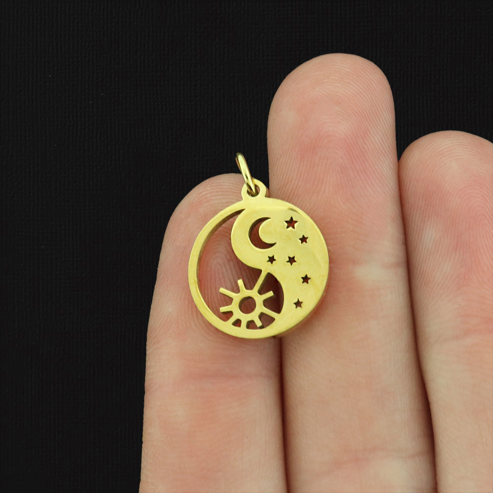 Yin Yang Sun and Moon Stainless Steel Charm - Choose Your Tone