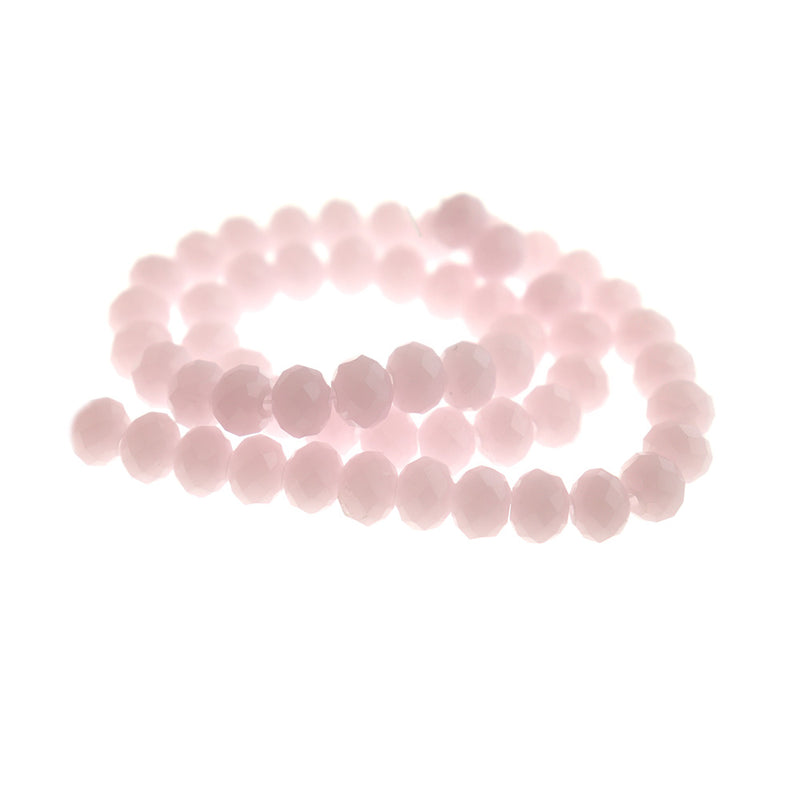 Faceted Abacus Glass Beads 8mm x 6mm - Imitation Pink Jade - 1 Strand 69 Beads - BD1785