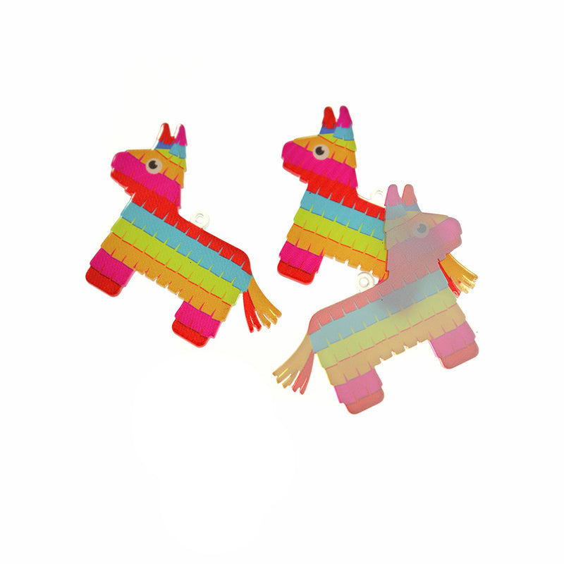 2 breloques en acrylique pinata arc-en-ciel - K691