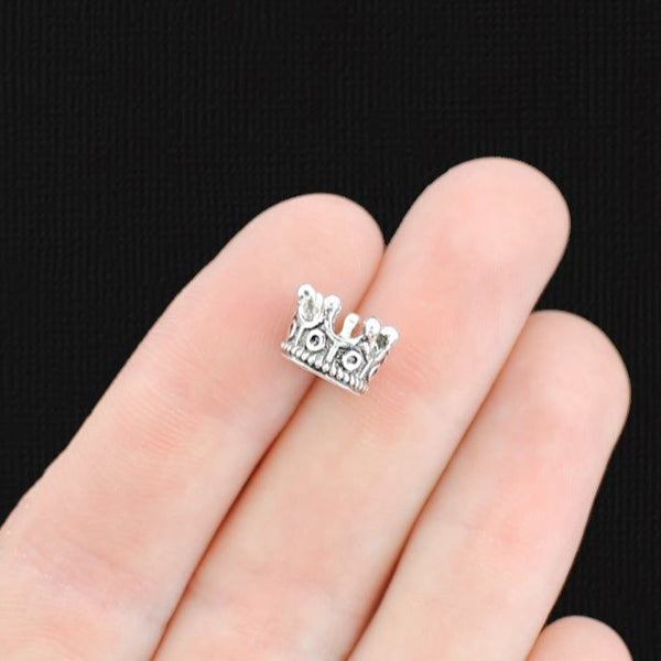 4 Crown Antique Silver Tone Charms 3D - SC407