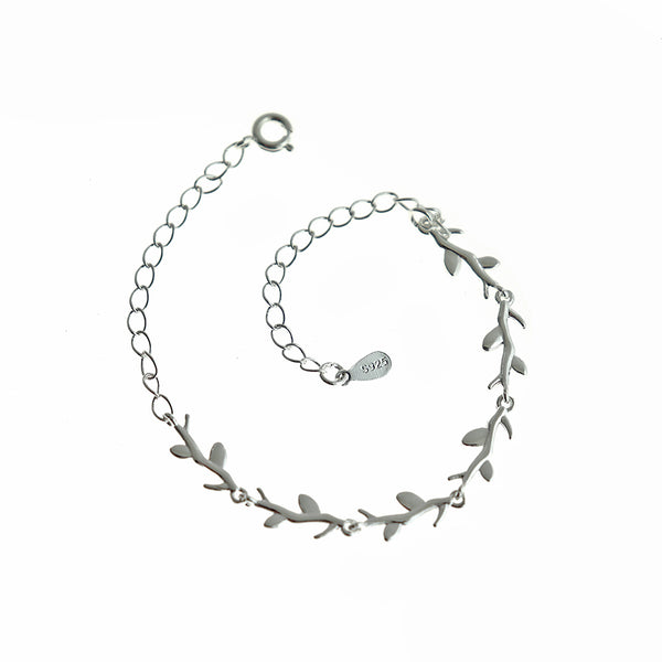 Leaf Silver Tone Chain Link Bracelets 6" Plus Extender - 5mm - 5 Bracelets - N241