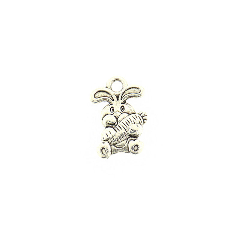 12 Bunny Antique Silver Tone Charms - SC1091